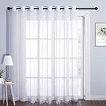 NICETOWN Extra Wide Semi-Sheer - Living Room Sheer Room Divider Curtain Panel Grommet Top Window Decoration (1 Panel, 120-in Width x 84-in Length, White)