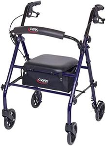 Carex Steel Rollator Walker with Seat and Wheels - Rolling Walker for Seniors - Walker Supports 350lbs, Foldable, For Those 5'0" to 6'1"
