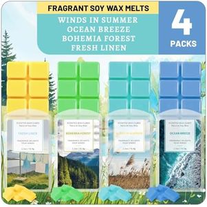 Scented Wax Melts, Wax Melts Wax Cubes, Soy Wax Cubes for Warmer Wax Melts Gift Set Ocean Breeze, Fresh Linen, Bohemia Forest, Winds in Summer (4 x 2.5oz)