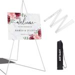 ARTASY 63" Easel Stand for Wedding Signs, Posters, Portable Artist Easel for Painting Canvas, Tripod for Home and Office, Supports 5 lbs-White 1/Pack