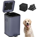 Umtiti Dog Poop Trash Can with Lid for Outdoors，3.2 Gallon Trash Can with Activated Carbon Filter & Plastic Bags, Pet Waste Container，UP12L-GY-F+90BK