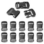 10 Pack 2" Plastic Side Release Buckle Dual Adjustable Outdoor Camping Tactical Backpack Belt Strap Webbing Bag Hardware Accessories 2" Dual Release Buckle Black