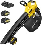 Leaf Blower and Vacuum,40V Cordless Leaf Blowers with 8000mah batteries,3-in-1 Leaf vacuum&Garden Vacuum & Mulcher, 6 Adjustable Speed,45 L Collection Bag for Patio,Wheels & Shoulder Strap Included