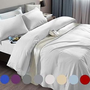 SONORO KATE Bed Sheet Set Super Soft Microfiber 1800 Thread Count Luxury Egyptian Sheets Fit 18-24 Inch Deep Pocket Mattress Wrinkle and Hypoallergenic-6 Piece (White, King)
