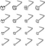 16pcs 20g Stainless Steel Nose Stud