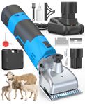 oneisall Cordless Sheep Clippers,Professional Sheep Grooming Clippers with 2 Batteries,Detachable Stainless Steel Blade Heavy Duty Sheep Grooming Kit for Thick Coats