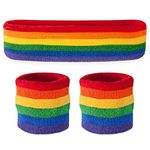 3PC Headband and Sweatband Rainbow Set – Exercise Sport Runs – LGBTQIA2s+ Pride Events – Unisex – One Size- By TRIXES