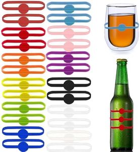 YFLife Drink Markers Silicone 24pcs, Wine Glass Charms for Party Glasses Cups Cans Dentification, Glass Markers for Drinks, Strip Tag Marker for Beer Bottle Mug Jar, Cocktail Party Solution
