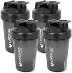 Lifespan Fitness Shaker Bottle Pack of 4, 500 ml Capacity, Black