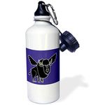 3dRose Funny Black Buffalo with Wings-Sports Water Bottle, 21oz (wb_200454_1), Aluminum, White