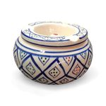 Amoorcart® Ceramic Ashtray Set For Smoking, Ash Tray For Cigarettes, Ideal For Home, Car, E-cigarettes, Vape - Smoking Accessories, Cigarette Holder, Blue Hand Painted - 13cm diameter