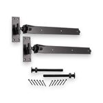 Infinity Decor® 2X 24 inch 610mm Heavy Duty Adjustable Hook and Band Hinges Weatherproof in Epoxy Black for Garden/Shed/Barn or Garage Gates