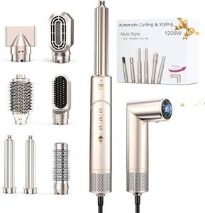 7 in 1 High-Speed Hair Dryer Brush, 110,000 RPM Air Styler for Automatic Air Curling, Negative Ionic Hot Air Brush Set for Fast Drying, Volumizing & Frizz Control, Heat Protection Multi-Styler