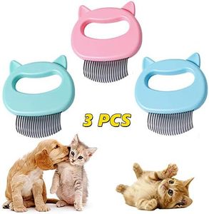3 Pieces Cat Comb Pet Short Hair Removal Massaging Shell Soft Deshedding Brush Grooming and Shedding Matted Fur Remover Massage Undercoat Rake Dematting Tool for Dog Puppy Rabbit Bunny (3 Piece)