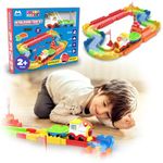 Mirana Block Rider Toy Train Set for Kids - Colorful Track Set with Sound & Light, Rechargeable, with Expandable Cargo, Fits All Major Brands, for 2-8 Years Kids, Made in India (Basic - 47 Pcs)