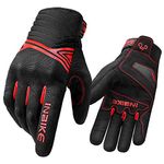 INBIKE Waterproof Winter Motorcycle Gloves Thermal Fleece Touchscreen with TPR Palm Pad Cushioning Hard Knuckle Red Large