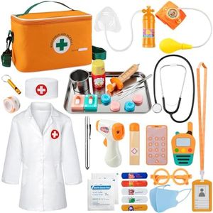 EFO SHM Doctor Kit for Kids, 34 Pcs Kids Doctor Playset kit for Toddlers 3-5 with Medical Storage Bag & Real Stethoscope, for Boys and Girls Fun Role Playing Game, Doctor Play Gift for Kids Toddlers