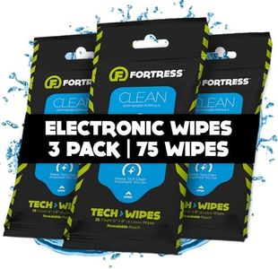 Fortress Tech Wipes (25 ct, Pack of 3) To-Go Electronic Wipes for Cell Phones, Keyboards, Cameras, Car Interior and More [Travel Size] Skin-Safe Cleaning Wipes, Phone Wipes