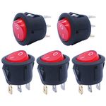 mxuteuk 5pcs Snap-in AC110V Red Light Illuminated Round Boat Rocker Switch Toggle Power Switch SPST ON-OFF 3 Pin AC 250V 6A 125V 10A, Use for Household Appliances MXU1-5-101NR