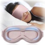 100% Blackout Sleep Mask for Women, 3D Contoured Sleep Mask with Lash-Friendly Deep Eye Cups, Soft Adjustable Silk-Feel Weighted Eye Mask for Sleeping, Travel Night Shifts Flights and Day Sleep, Pink