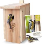 Wildlife Heart Birdhouse for Great Tits, 32mm, Solid Wood, Screwed | Weatherproof Nesting Boxes for Birds | Natural & Robust Titmouse Bird House