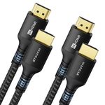 8K HDMI Cables 2-Pack 10FT, Stouchi 48Gbps Ultra High Speed HDMI 2.1 Cord, 8K@60Hz 4K@120Hz 144Hz, HDCP 2.2&2.3, SBTM, Dynamic HDR, eARC Compatible with Apple TV 4K/Roku TV/PS5-Black