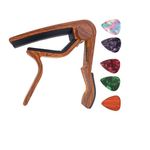 Changyeah Guitar Clamp,Rosewood Color Guitar Picks Guitar Capo Acoustic Guitar Accessories Capo Key Clamp,With 5 Pcs Guitar Picks