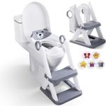 EzyWay Potty Training Seat with Training Stickers, Upgraded Toddler Toilet Seat for Kids Boys & Girls, 2 in 1 Potty Training Toilet for Kids with Splash Guard Anti-Slip Pad Step Stool (Grey)