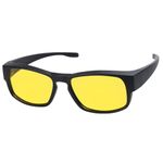 TINHAO Anti-Glare Driving Glasses - Wellington Frame, Fits Over Prescription Eyewear - for Evening Driving & Outdoor Use (Black frame/Night Driving Lens)