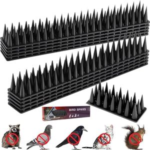 Bird Spikes, 10 Pack Outdoor Cat Squirrel Raccoon Pigeon Cat Animal Deterrent Spikes for Outside Anti Bird Defender Spikes Outdoor to Keep Birds Away (Black)