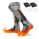 Heated Socks, MRAWARM 5V 6000mAh Rechargeable Heated Socks for Men Women, Battery Heated Socks with 3 Heating Levels for Skiing, Skating, Hiking, Walking, Fishing, Cycling, Motorcycling