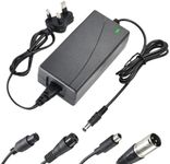 42V 2A Scooter Charger, Hoverboard Charger, Electric Bike Charger Only for 36V Lithium Battery, Pack DC 5.5 * 2.1 with 8mm 3 Prong /12mm 3 Prong /8mm RCA/3-Pin Male XLR Connector, UK Power Adaptor