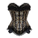 Grebrafan Push up Corsets for Women Plus Size Striped Bustier Burlesque (UK(14-16) 2XL, Leopard)