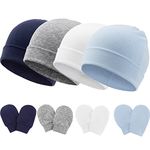 BQUBO Baby Hats and Mittens Infant Cotton Beanie Gloves No Scratch Set Newborn Hospital Hat for Boys Girls