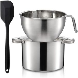 ZENFUN Double Boiler Pot Set with Silicone Spatula, 2000ML/1.8QT Chocolate Melting Pot with 2800ML/2.54QT Stainless Steel Pot, Candy Melting Pot, Chocolate Melter for Butter, Caramel, Cheese, Wax,