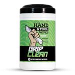 Grip Clean Heavy Duty Cleaning Wipes, Hands, Tool, & Surfaces, Waterless, Auto Mechanics & Tool Cleaner Wipes- Citrus Scented Cleansing Wipes Remove Grease, Oil, Paint, Inks & more - 72 Count