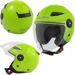 Helmet Jet Motorcycle City Certificate ECE 22 Long Visor Scooter Green M