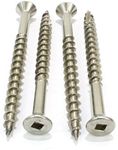 #8 x 1-5/8" Stainless Deck Screws, (100 Pack), Square Drive, Type 17 Wood Cutting Point, by Bolt Dropper, 18-8 (304) Stainless Steel, Hidden Fasteners.