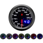 Supmico Universal 52mm Oil Temp Gauge Kit, 7 Color LED Light, Dual Display Indicator, Fits All 12V Car