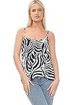 Womens Printed Summer Cami Ladies Flared Swing Strappy Vest Plus Size Top 8-26, XXL 20-22 Plus Size, Zebra Print