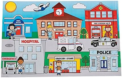 Community Helpers Giant Sticker Scene - 12 Pieces - Educational and Learning Activities for Kids