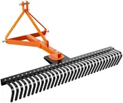 GARVEE 5 FT Landscape Rake, 3 Point Attach Tow-Behind Garden Tool for Compact Tractors, Fits Category 1 Hookup, 360 Degree Rotation Lawn Rake