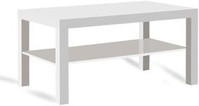 MAC LACK Coffee Table Modern Stylish Coffee Table, Coffee Living Room, Herringbone Coffee Table, Effect Coffee Table with Shelf, Rectangular Coffee Table, Easy to Assemble, White, 90x55x45 CM