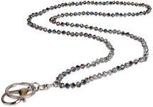 SPUNKYsoul Pretty Cute Colored Necklace Beaded Lanyard for id badge key keychain with Beads for Women and Teachers (Prismatic Harmony Multi-Color)