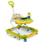 LuvLap Comfy 2-in-1 Baby Walker & Rocker with Parental Push Handle, Anti Fall, Anti Skid Mechanism, Height Adjustable with Light, Rattle & Musical Toys, Cushioned Walker for Baby 6-18months (Green)