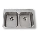 ONEX® Drop-in/Over Mount/Top Mount Double Bowl 31"X20" - 8" deep - 3 Hole Stainless Steel Sink OD3120-8