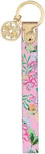 Lilly Pulitzer Durable Leatherette Strap Key Chain, Cute Wristlet Keychain Accessory with Metal Ring, Via Amore Spritzer