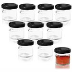 Pure Source India Small Glass Jar With Metal Black Colour Air Tight And Rust Proof Cap, Capacity 20gm (Clear) (10 PCS)