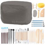 ReArt Natural Air-Dry Clay, Pottery Clay10LBs with 40 Pcs Pottery Tools Clay Sculpting Tool Set, All-Purpose Modeling Clay (Black)