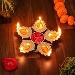 SWAY Home Decor Golden Metal Handcrafted Designer Diya Urli for Diwali Diyas Set-Traditional Decorative Bowl for Floating Flowers and Tea Light Candles, Diwali Urli (5 Urli Diya Set)